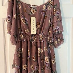 Allison & Kelly mauve floral romper dress